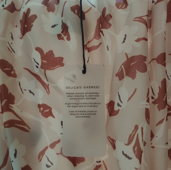 NEW Minkpink Elena Mini Dress Size Extra Large Brown Floral Ruche Ruffle XL - Picture 6 of 13